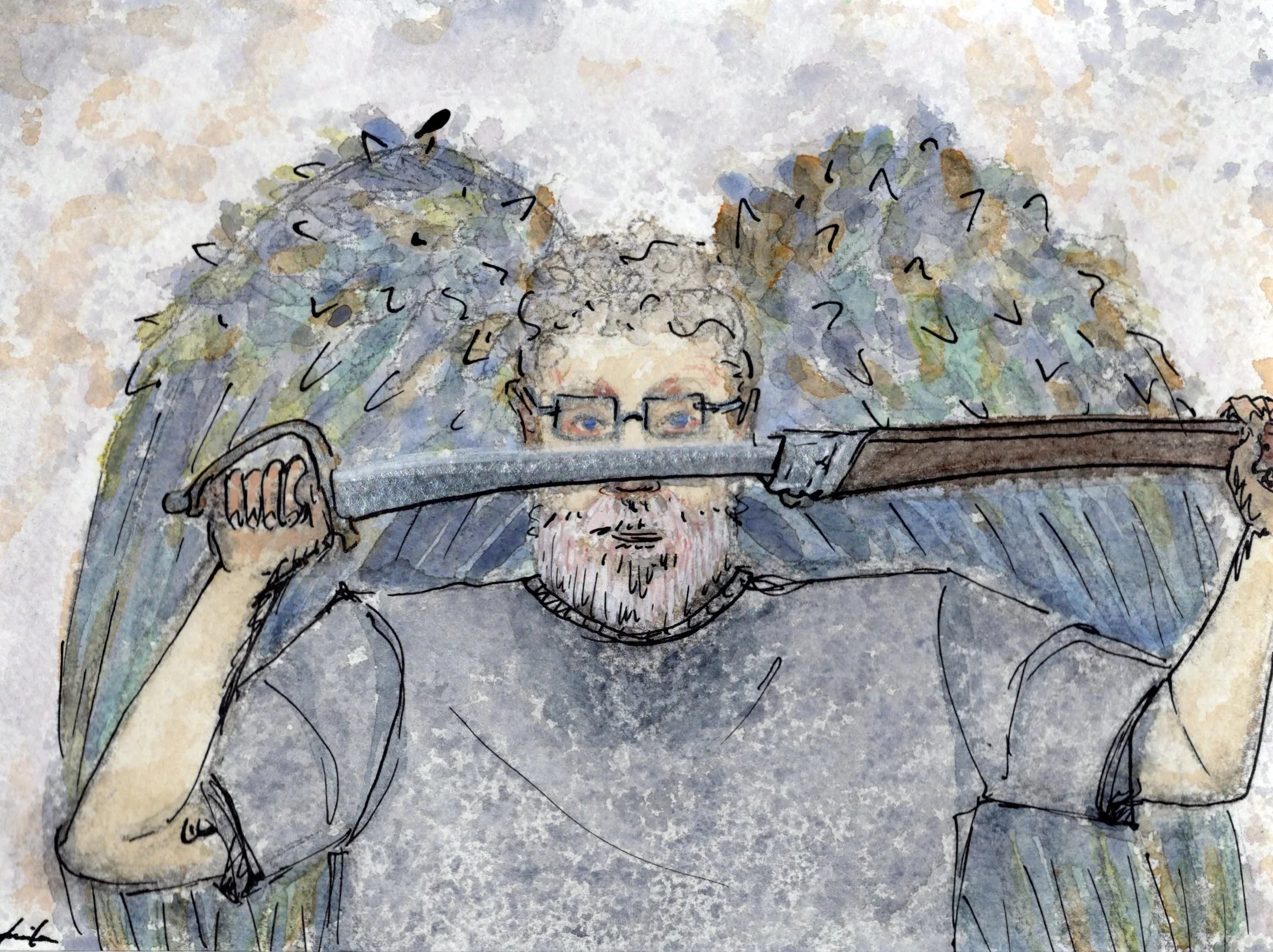 "Dad with Wings"
Watercolor and Ink on Paper
2025 For Family