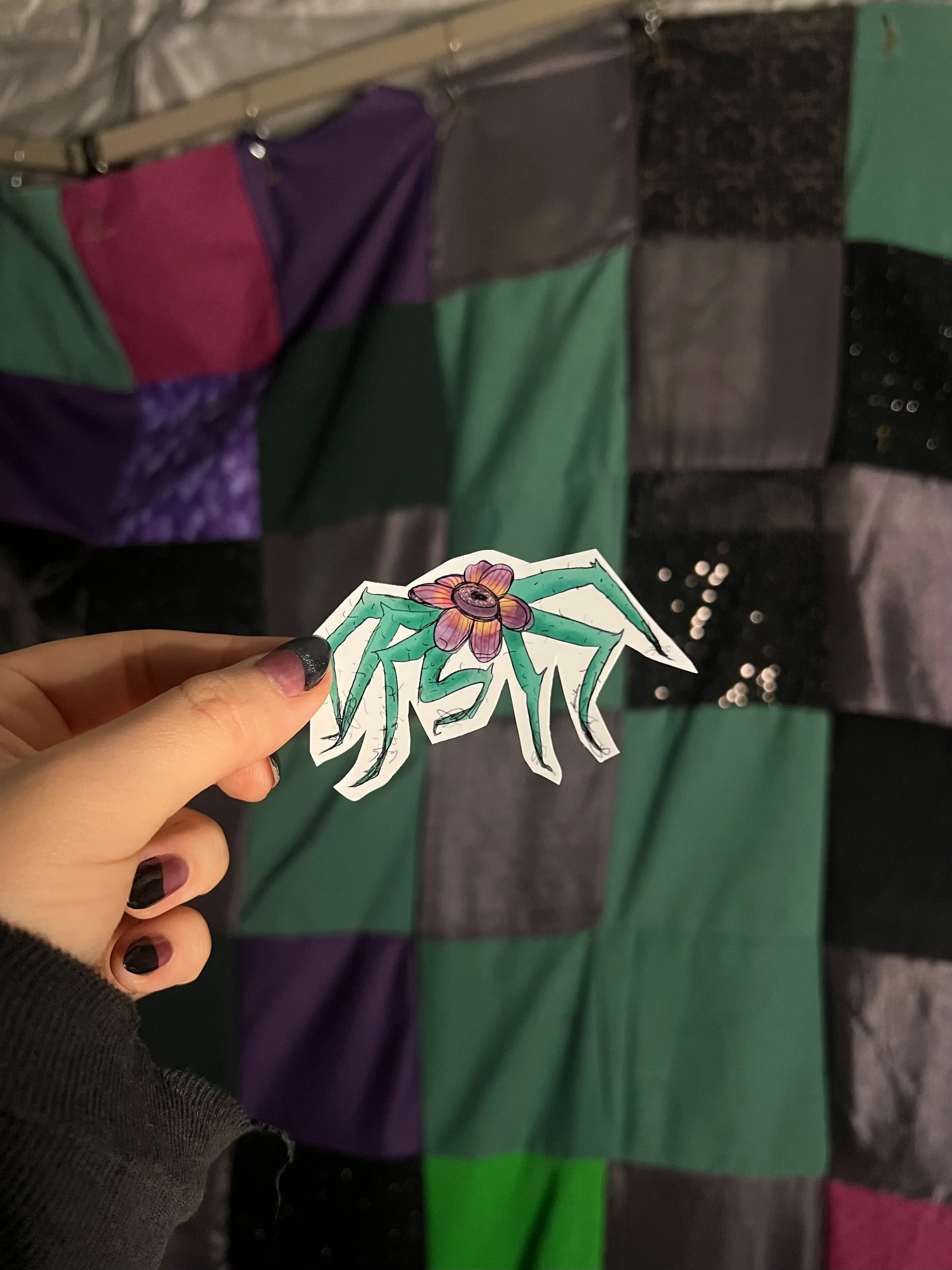 "Spider Flower Purple Coneflower" Sticker - Digital Art