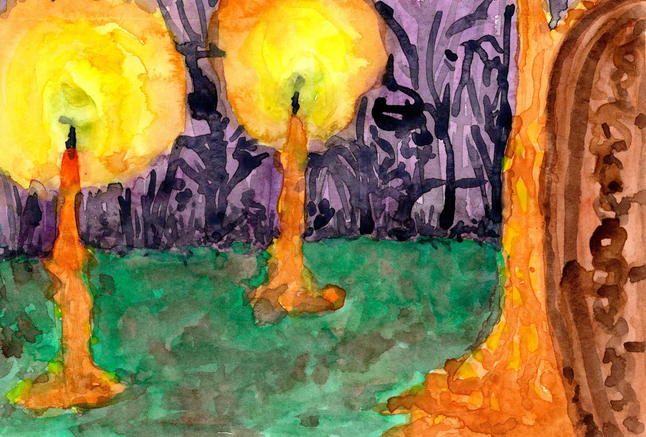 "Candles in the Garden" 
Watercolor on Paper
2025 Sketchbook