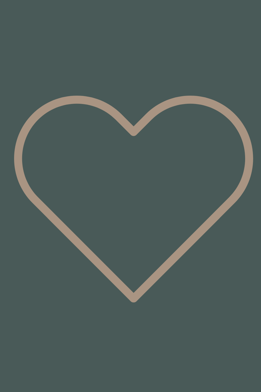 Outline of a white heart on a dark teal background.