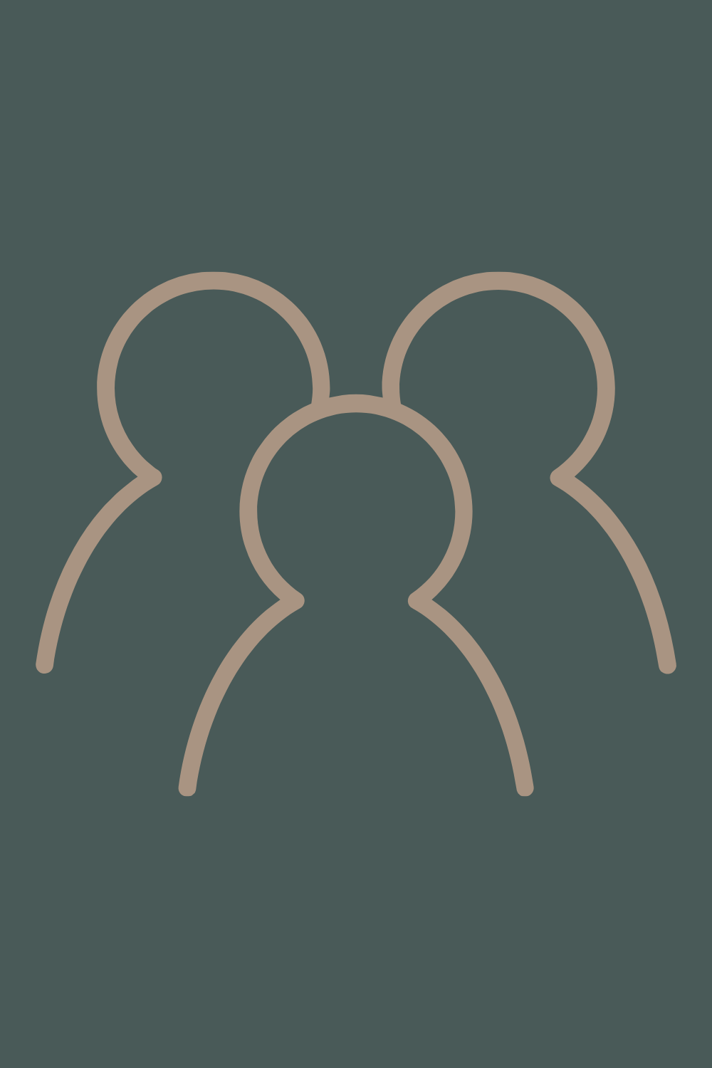 Outline of three people on a dark background.