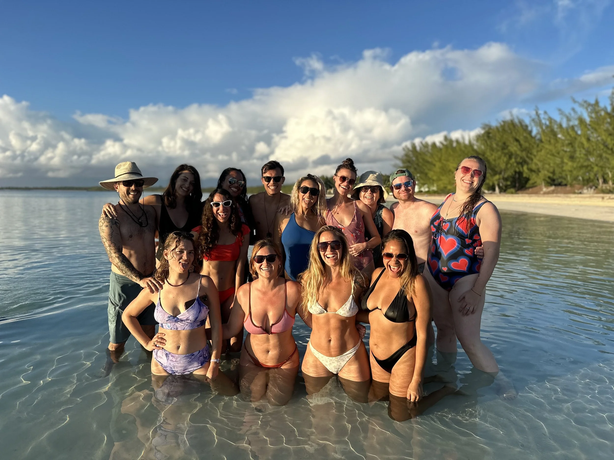 Breathwork facilitator training group at the beach in Puerto Rico.