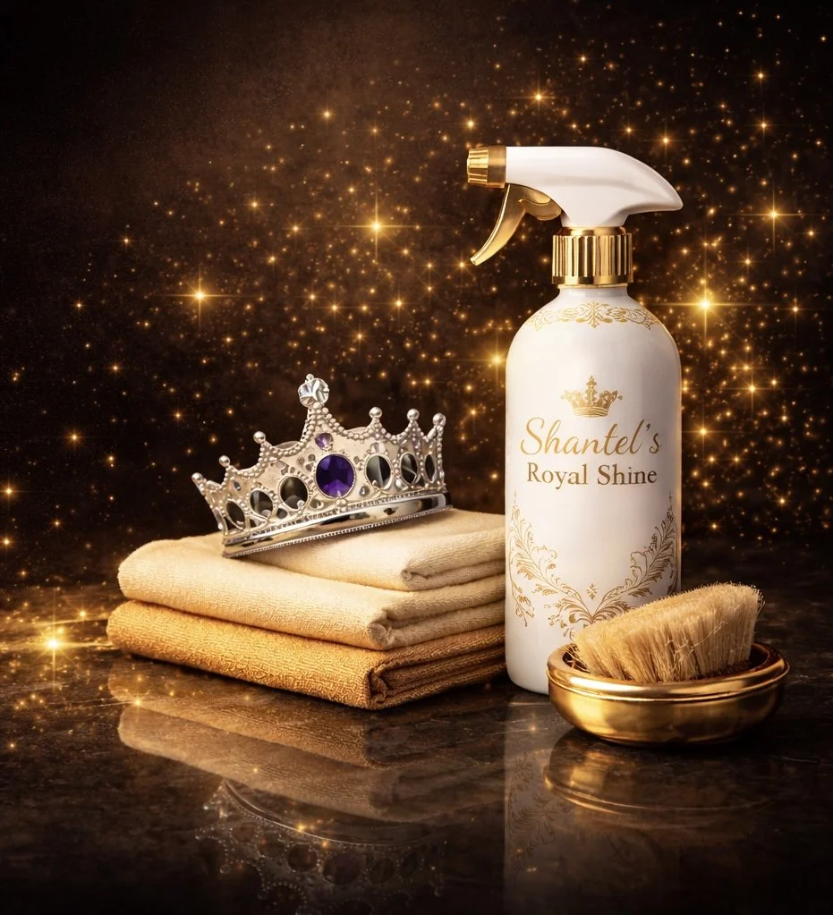 Cleaning spray bottle used by Shantel's Royal Shine in Wooster Ohio