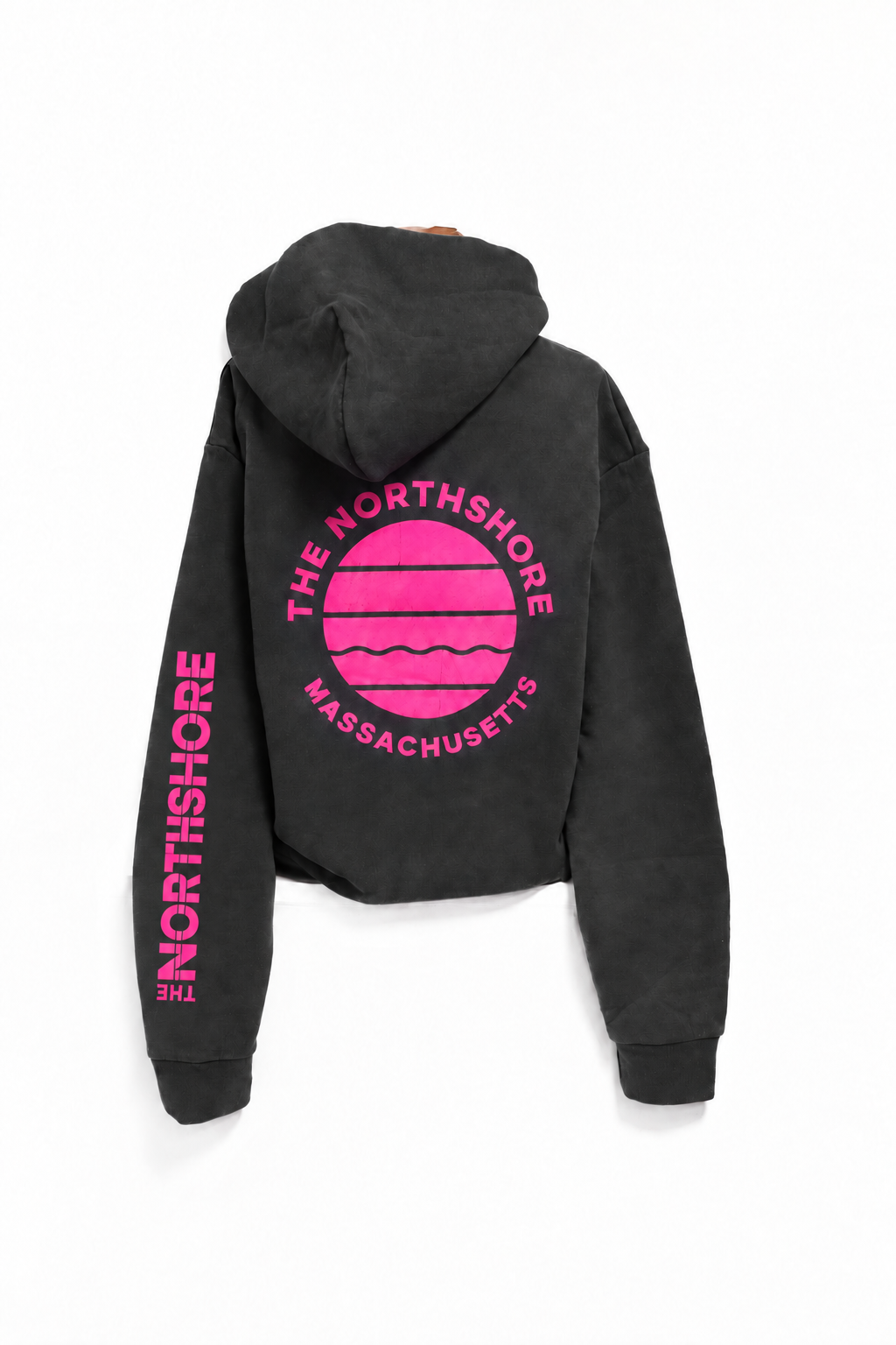 Vintage Black & Neon Pink Northshore Mass Hoodie