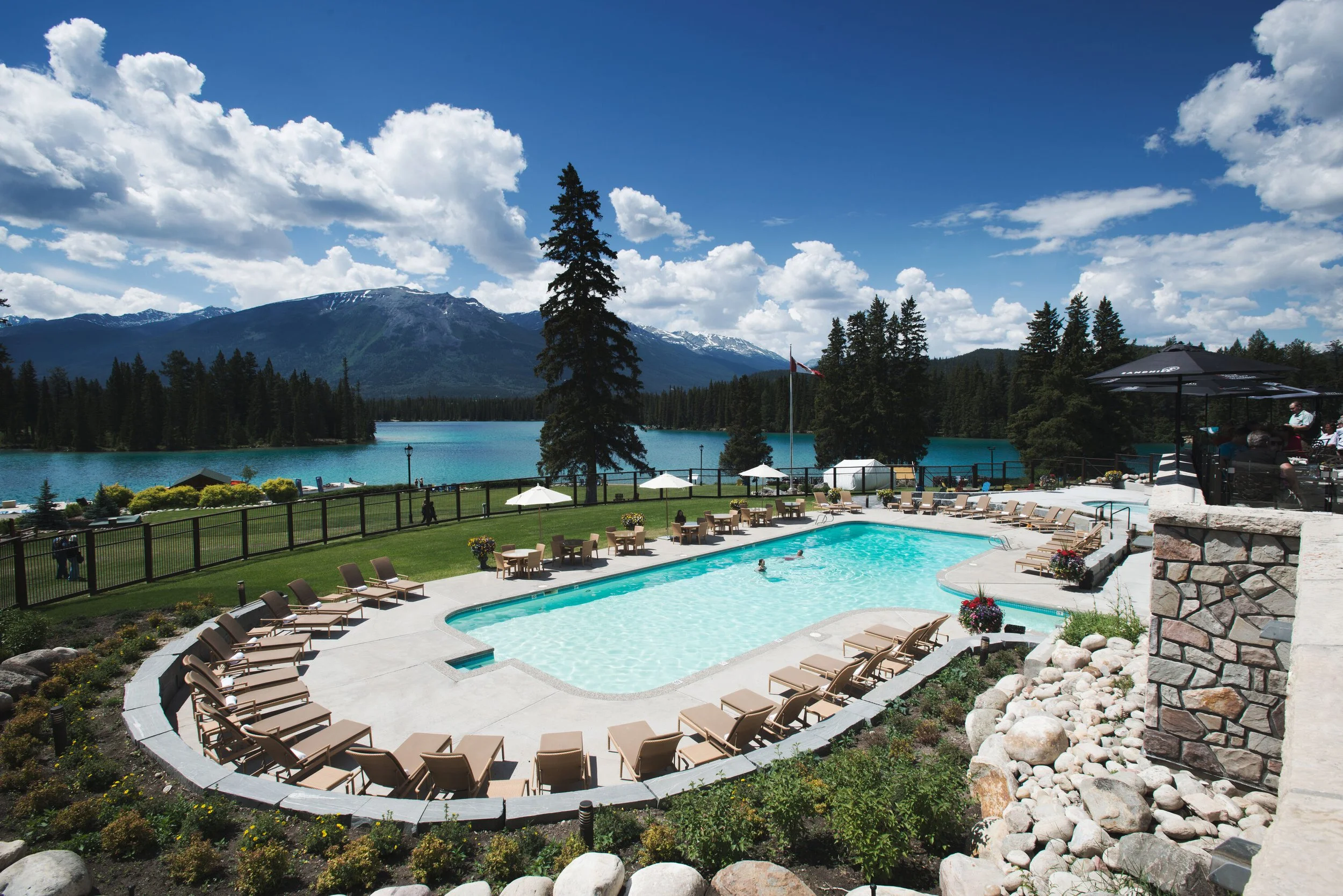 Outdoor heated pool in Canada