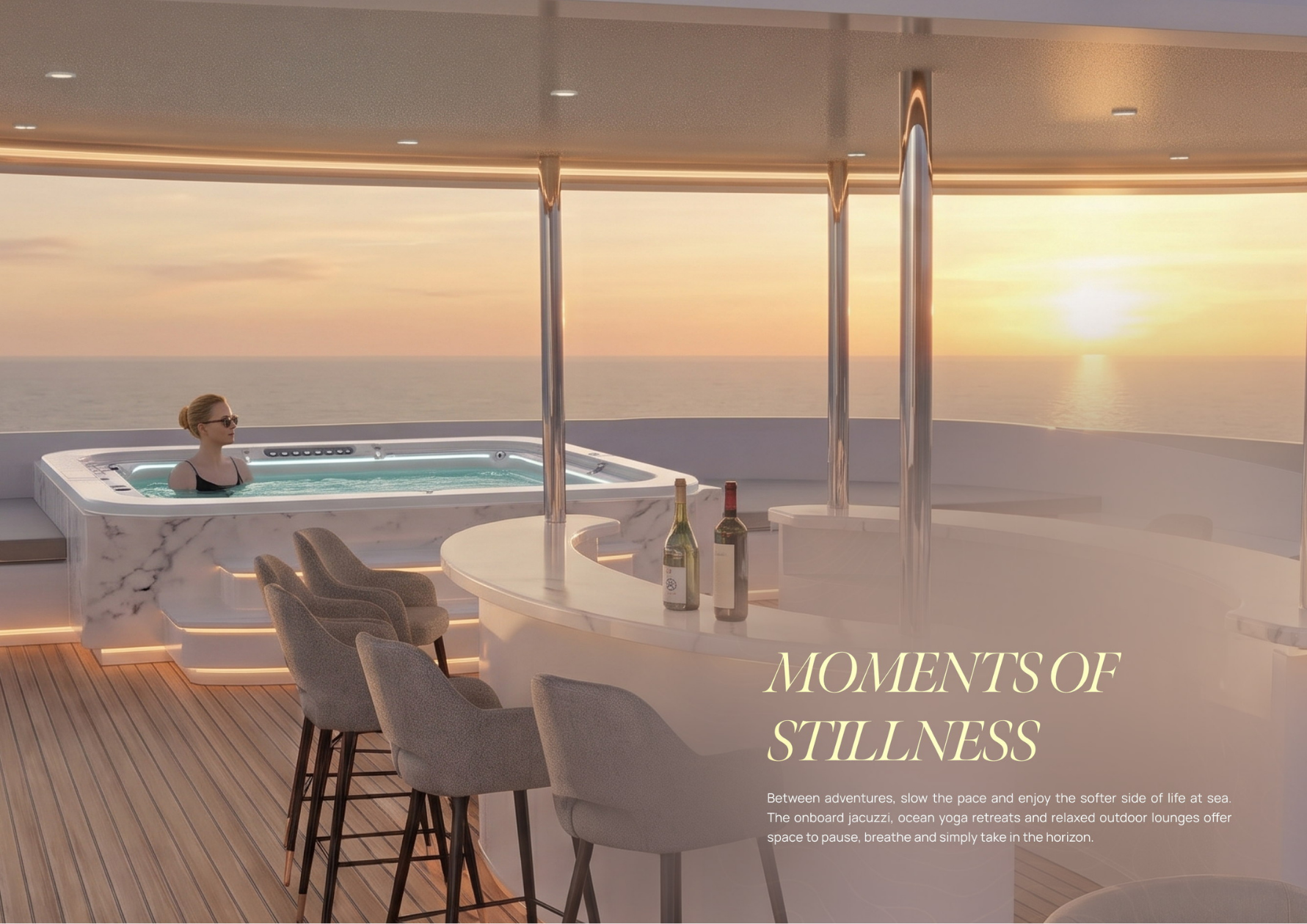 Jacuzzi and Ocean Yoga onboard Leira Maldives