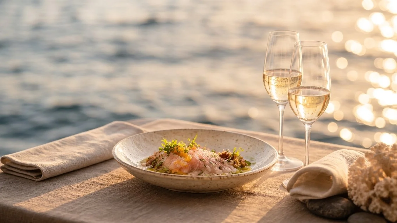 Leira Maldives - Seafood dining at sunset