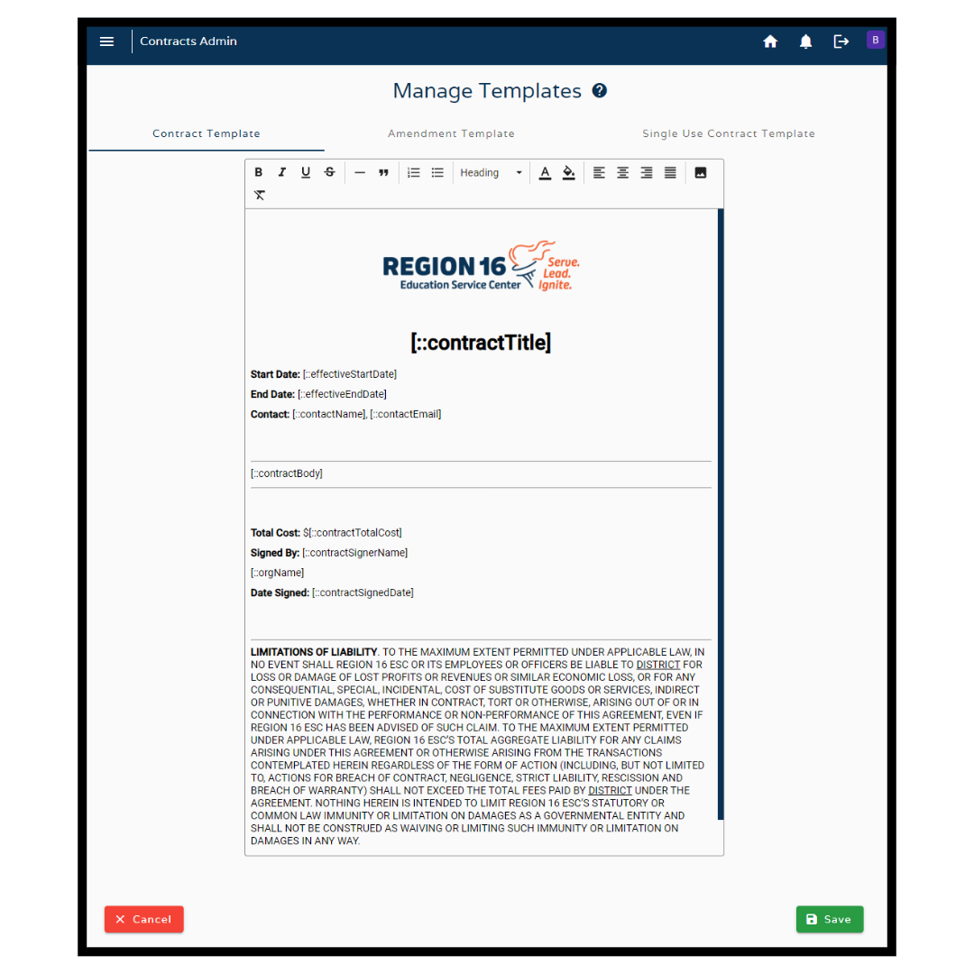 Contract Templates — EdHive