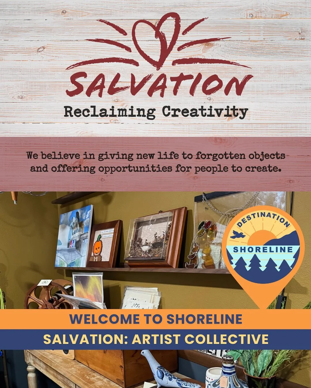 🎨✨ Grand Opening Weekend in Shoreline!

Get ready to experience Salvation: Artist Collective &mdash; Shoreline&rsquo;s newest creative hub for art, inspiration, and one-of-a-kind reclaimed goods! 🖌️🌿

Founded by local artist and Shoreline resident