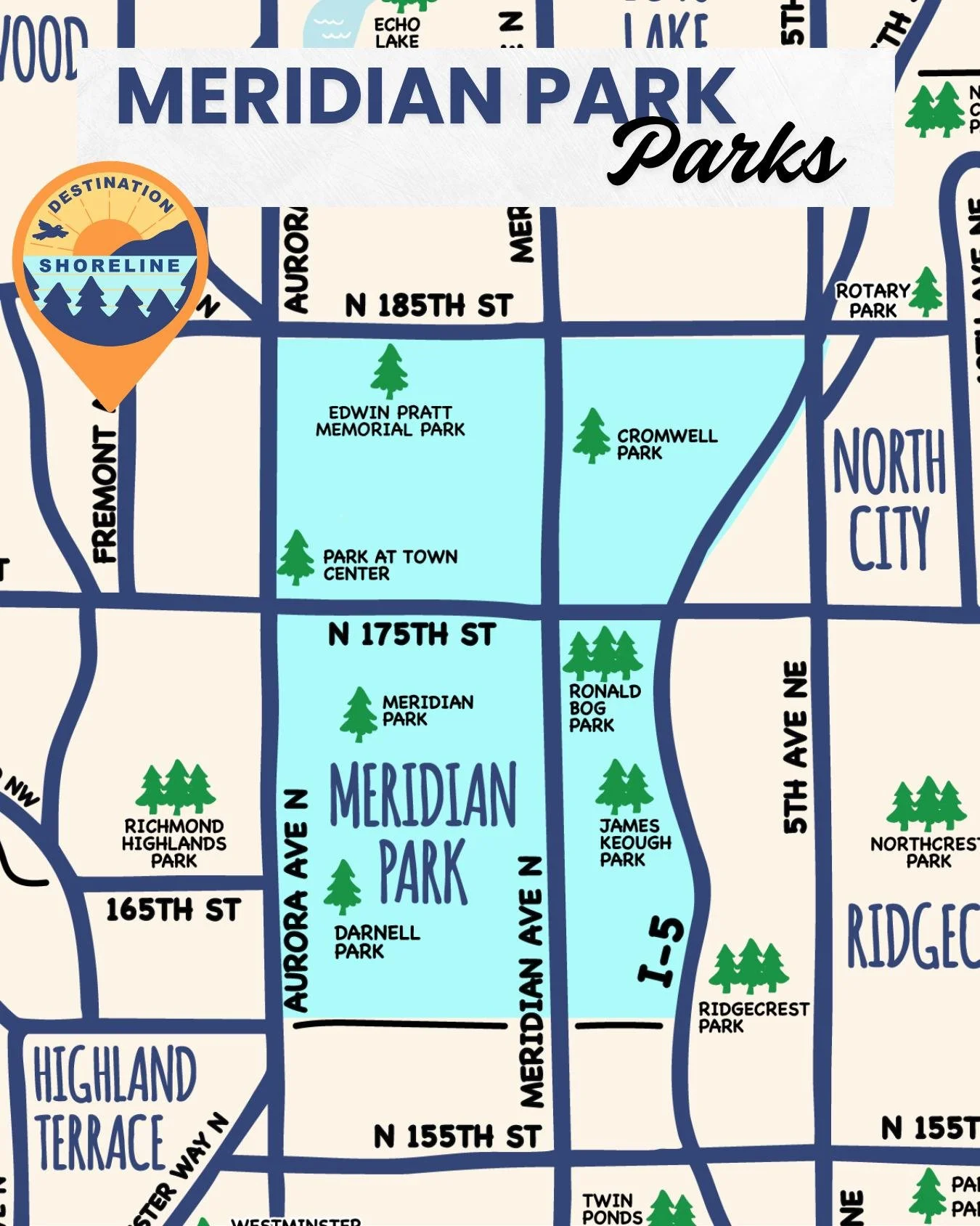 🌲 🌳 Meridian Park Parks! It&rsquo;s all in the name! 🌲 🌳 
Meridian Park is the most park-abundant neighborhood in Shoreline! Located in the very center of Shoreline, it's home to seven incredible parks, including Cromwell Park, a frequent host of