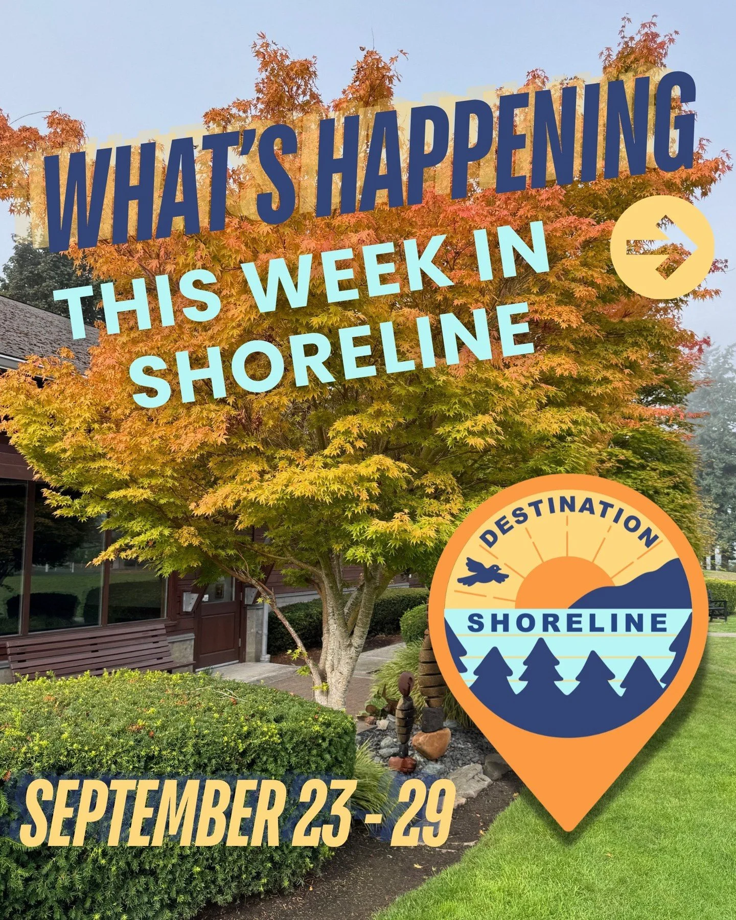 What&rsquo;s Happening This Week in Shoreline | September 23 - 29 🌟 🔨 

Fall is officially here! Take an evening stroll through the Ridgecrest Art Walk, slow down with autumn forest bathing at Kruckeberg Botanic Garden, hunt for creative treasures 