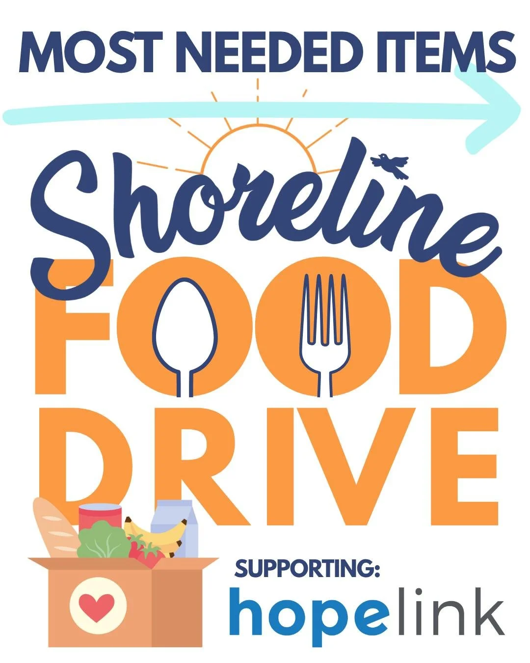 🥫 Hopelink Shoreline Most Needed Items

All month long, Destination Shoreline is teaming up with Hopelink and local businesses and organizations to help stock the shelves at the Shoreline Hopelink Market.

Look for Shoreline Food Drive collection si