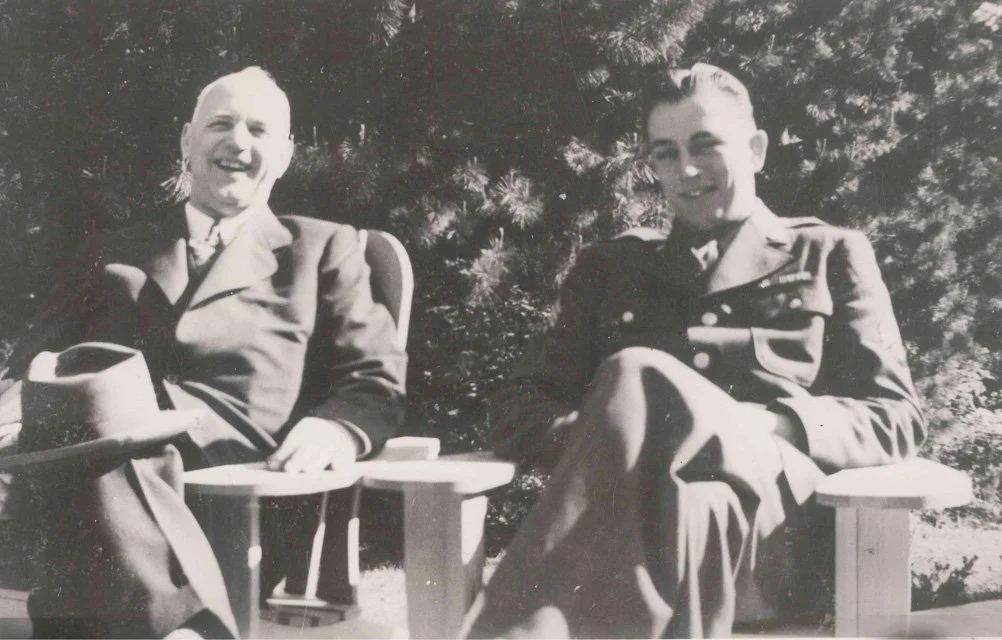 1944. Hugh T. Campbell and son Sgt. Ron Campbell. The Campbell family lived in the Briarcrest neighborhood. Read more in "Growing Up With Lake Forest Park" pages 47 and 52.