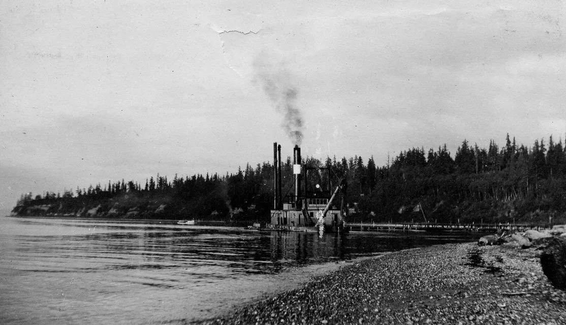 Before 1920. Dredging at Richmond Beach
Machine dredging off Richmond Beach.