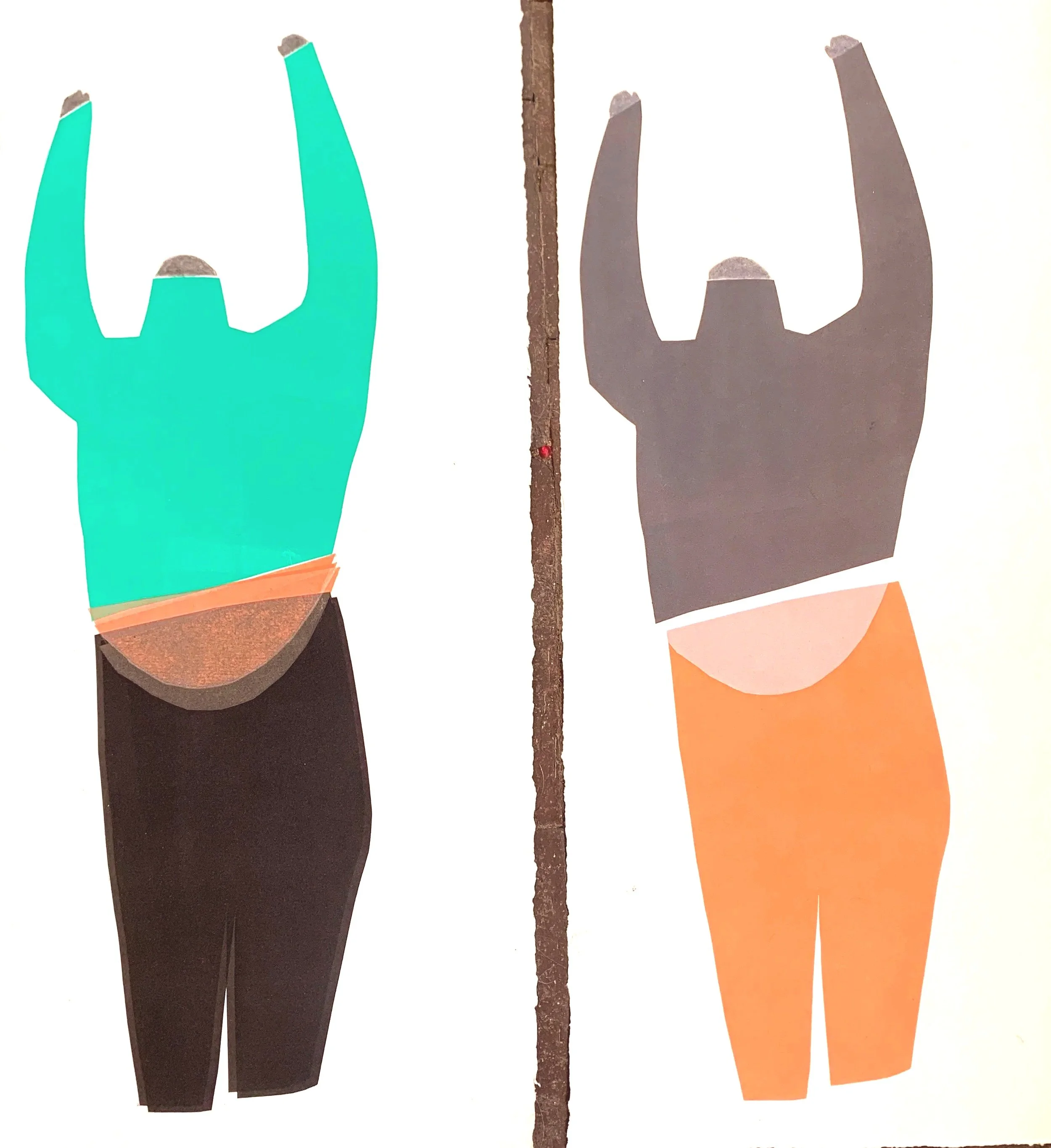 " Pulling on my Sweater" x 2
These are 2 smaller monoprints. Each 11" x 24"

