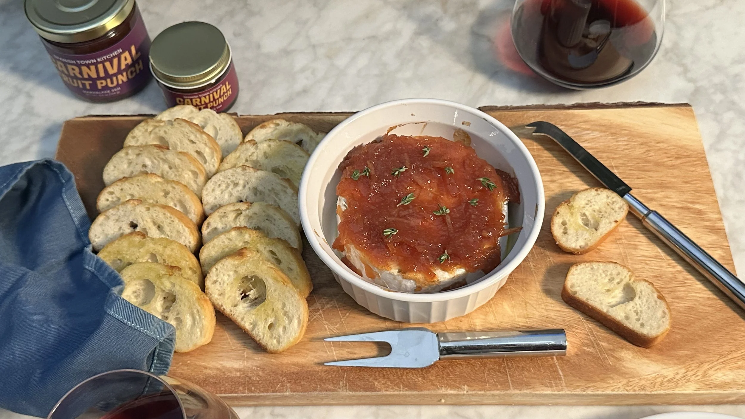 Baked Brie with Carnival Fruit Punch Marmalade