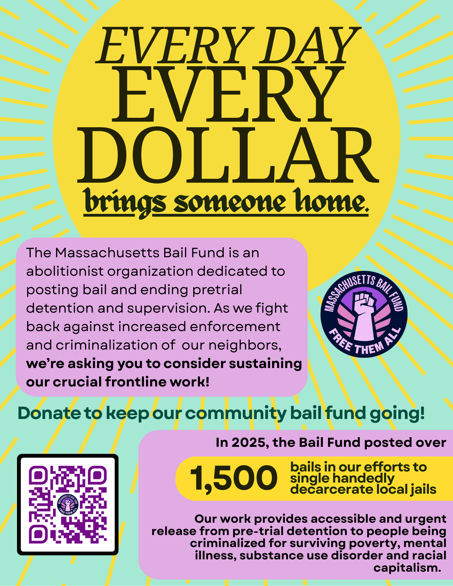 Everyday, every dollar brings someone home fundraiser