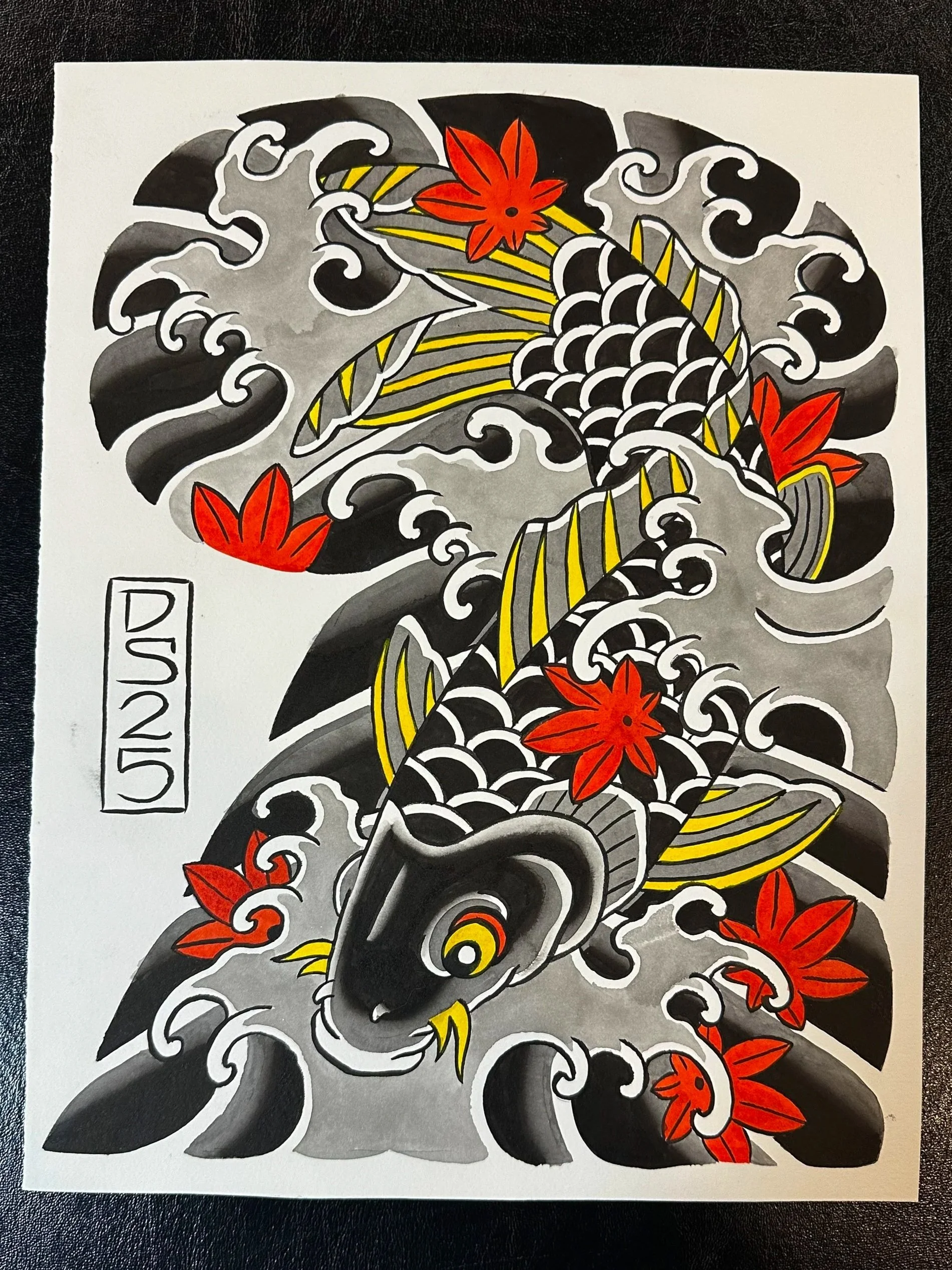 11x14in Original Painting: Koi Half-Sleeve