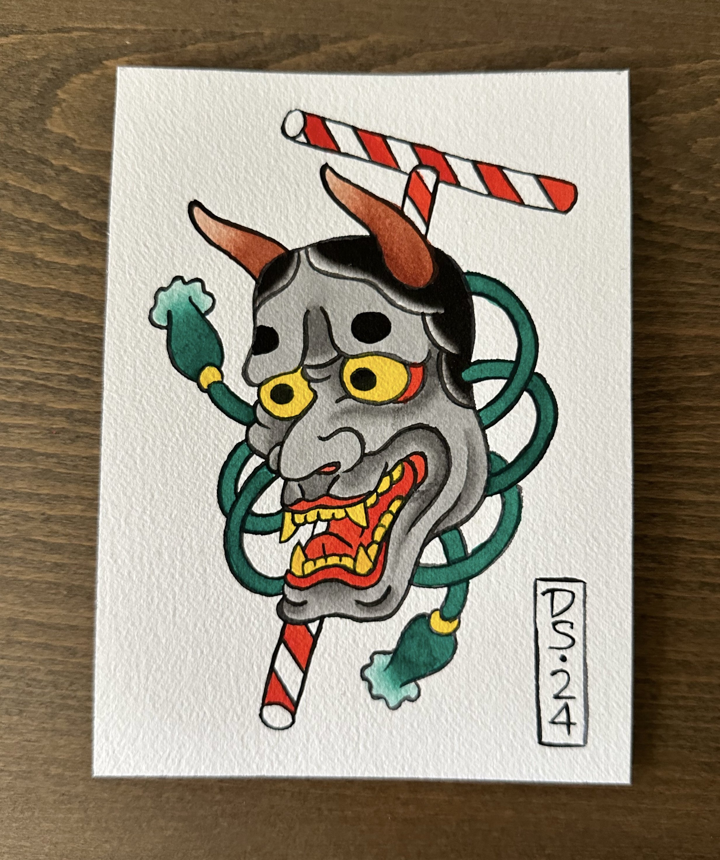 5x7 Original Painting: Hannya