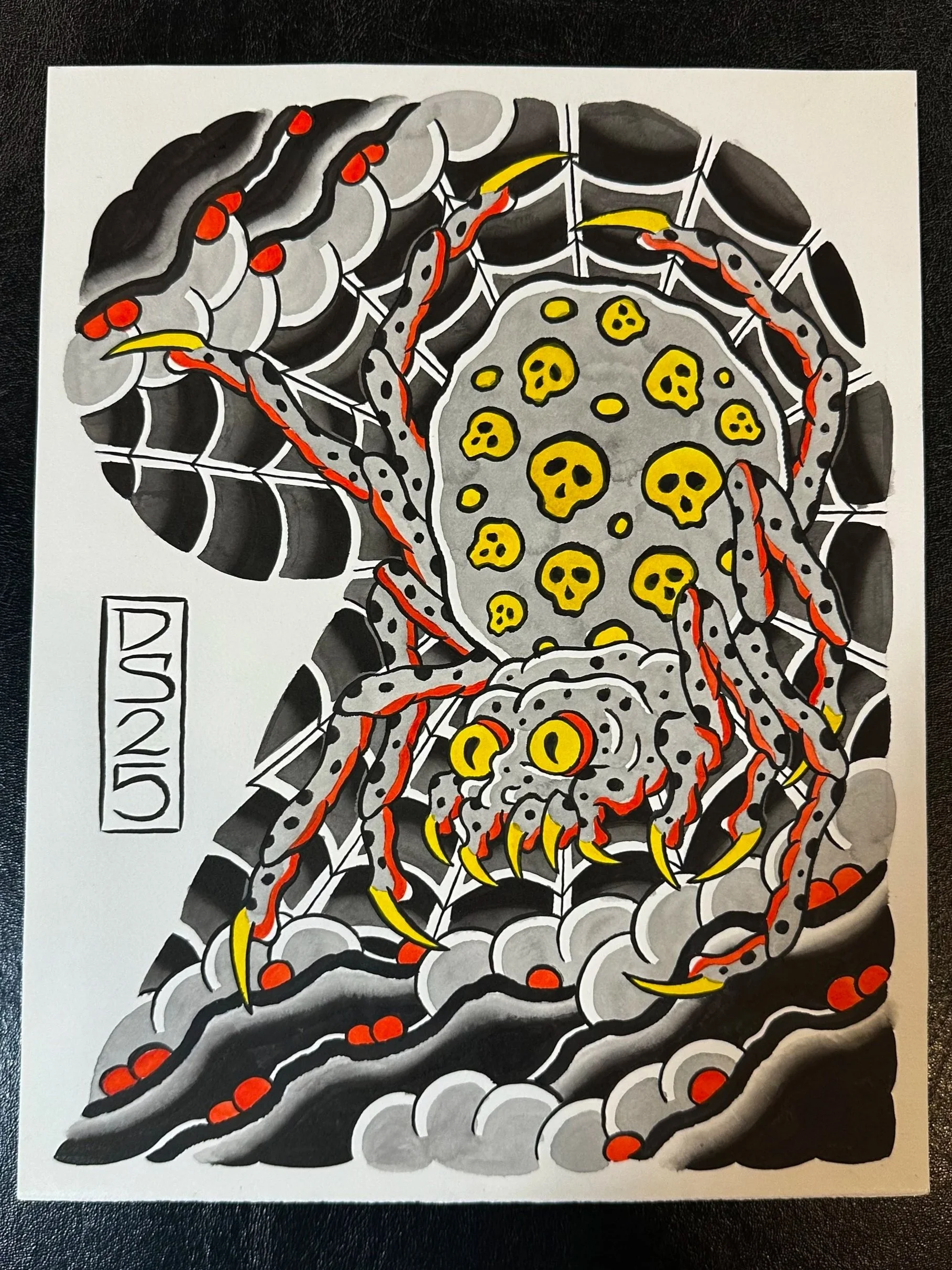 11x14in Original Painting: Spider Half-Sleeve