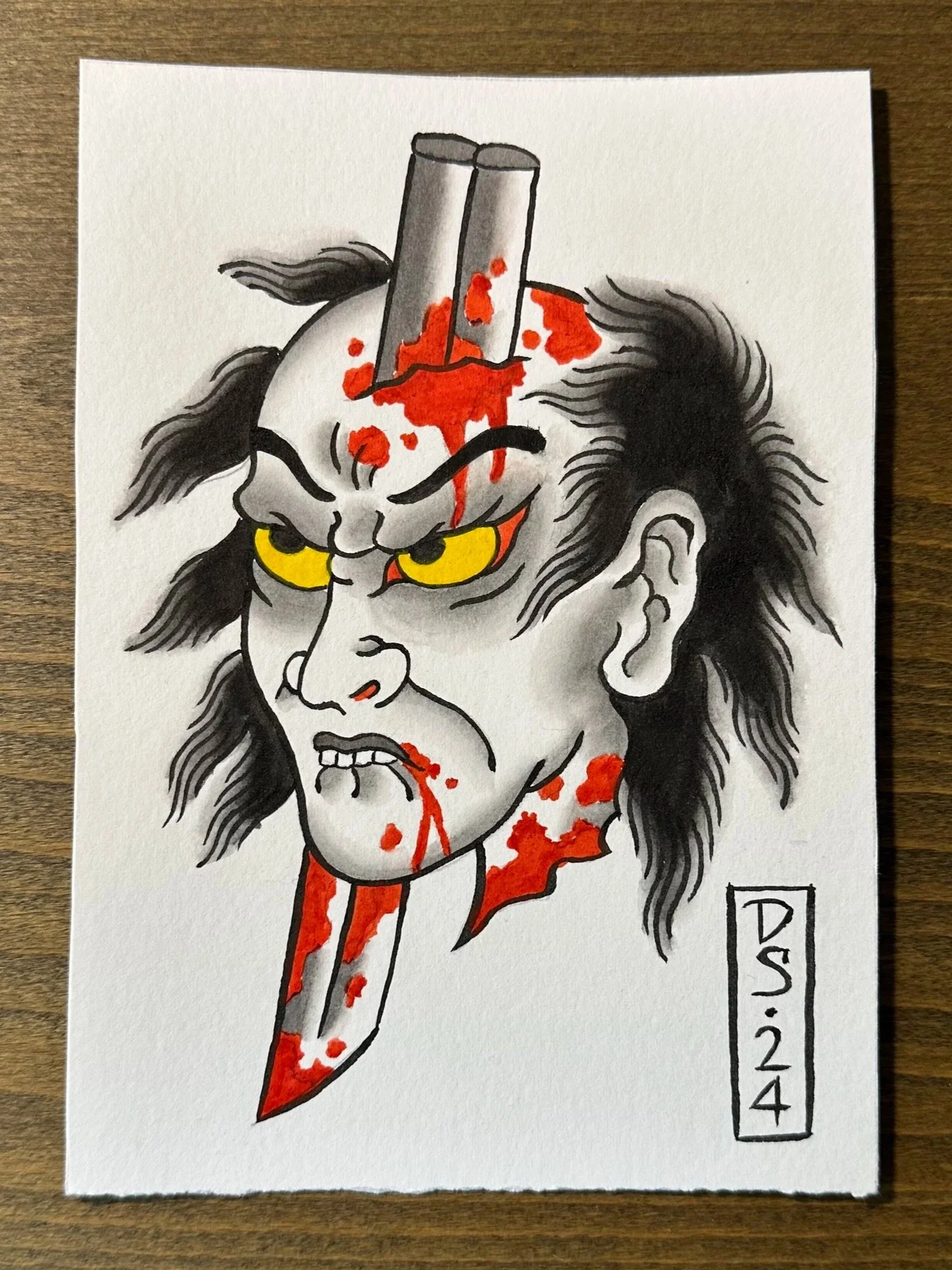 5x7in Original Painting: Namakubi