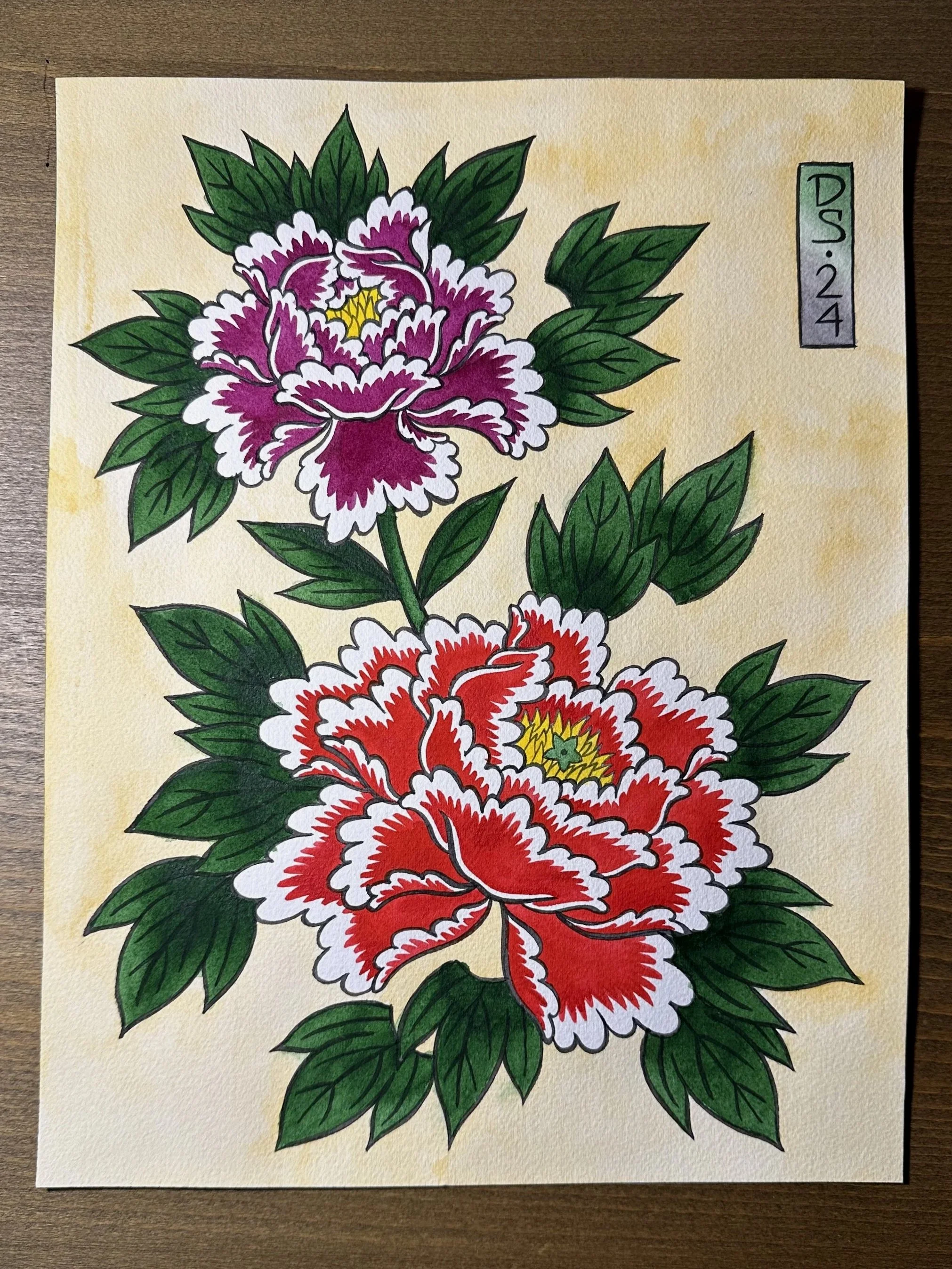 11x14in Original Painting: Peonies