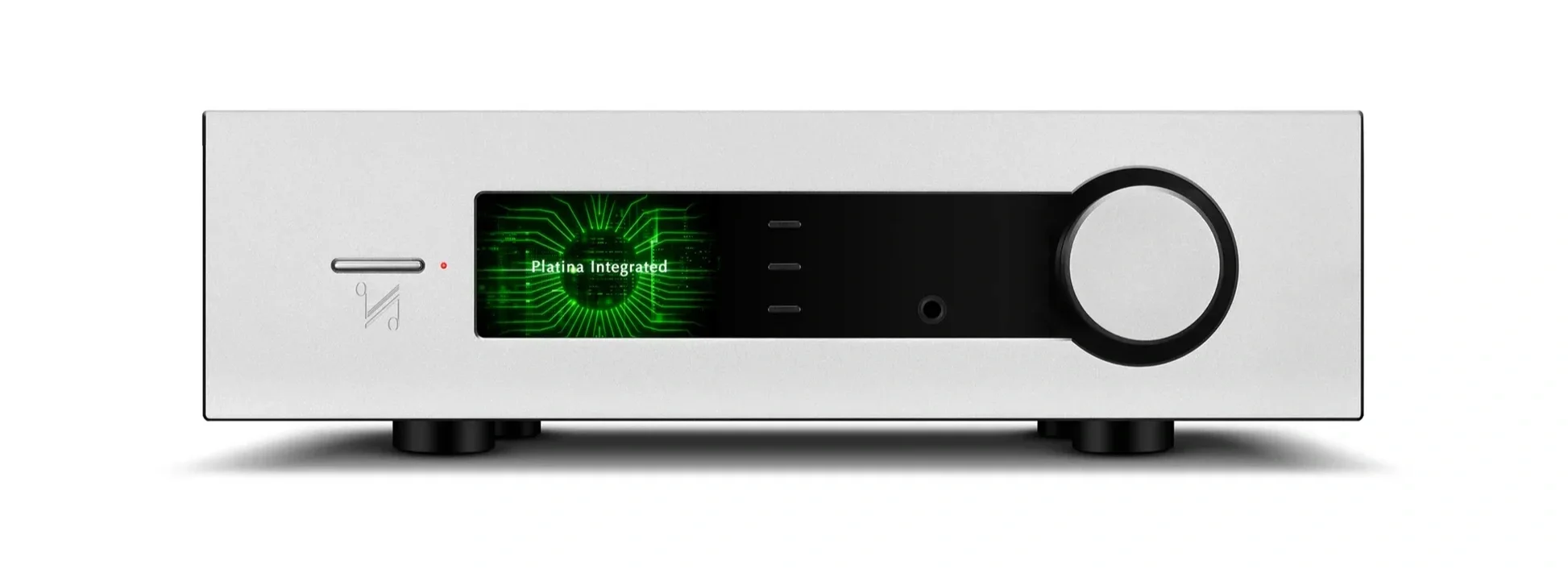 Quad Platina integrated amplifier in silver, front view