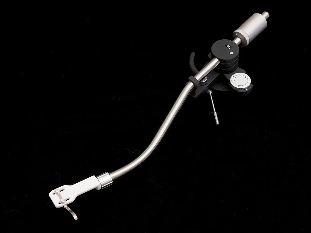 Korf TA-SF11R 11-inch tonearm with curved stainless-steel arm tube and removable headshell.