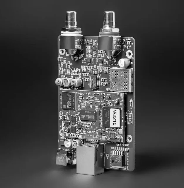 Internal circuit board of Wattson Emerson Analog streamer DAC showing DSP and audio circuitry