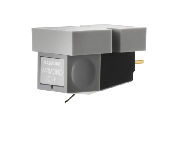 Nagaoka MP-110 shown in three quarter perspective with gray body and stylus assembly with the .7E stylus