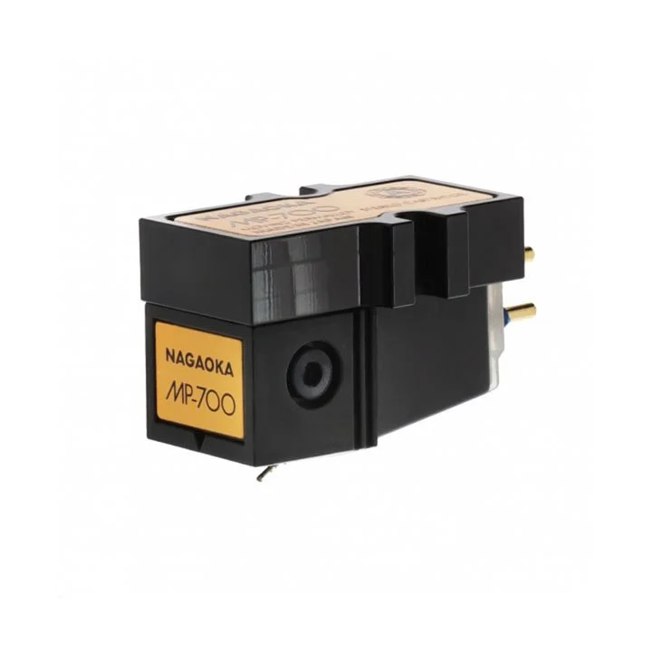 Nagaoka MP-700 shown in three quarter perspective with black body and stylus assembly