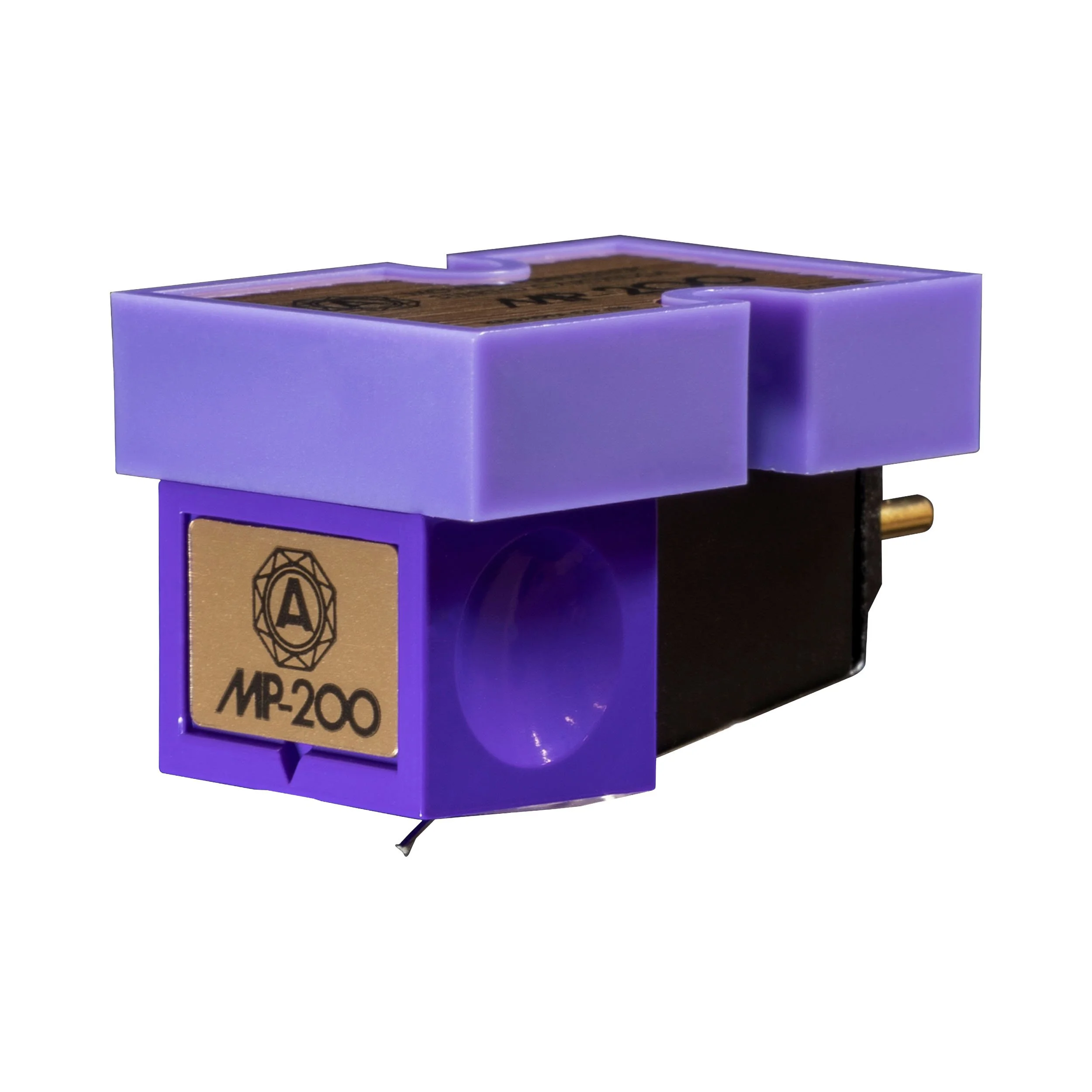 Nagaoka MP-200 shown in three quarter perspective with purple body and stylus assembly