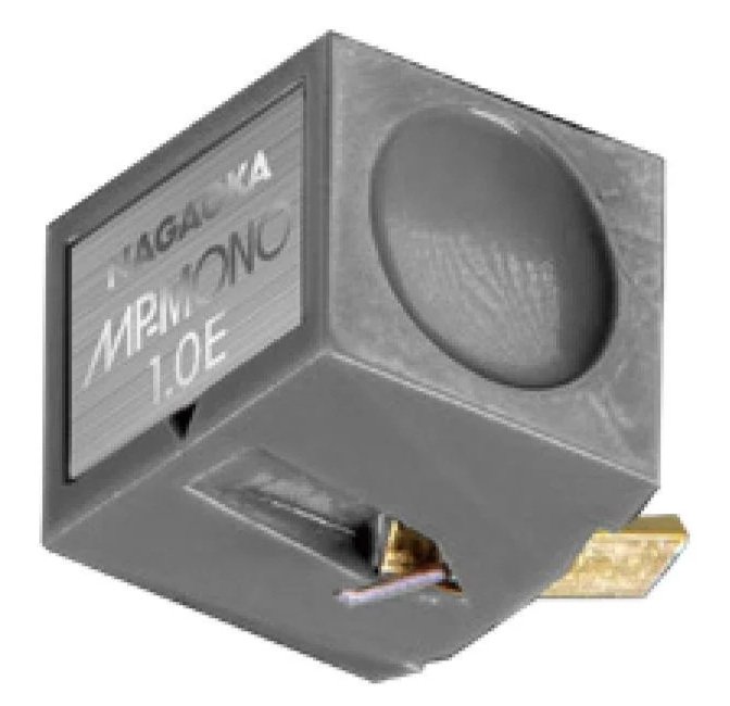 Nagaoka JN-PMONO 1.0E stylus shown in low three quarter perspective with stylus assembly and 1.0E designation visible