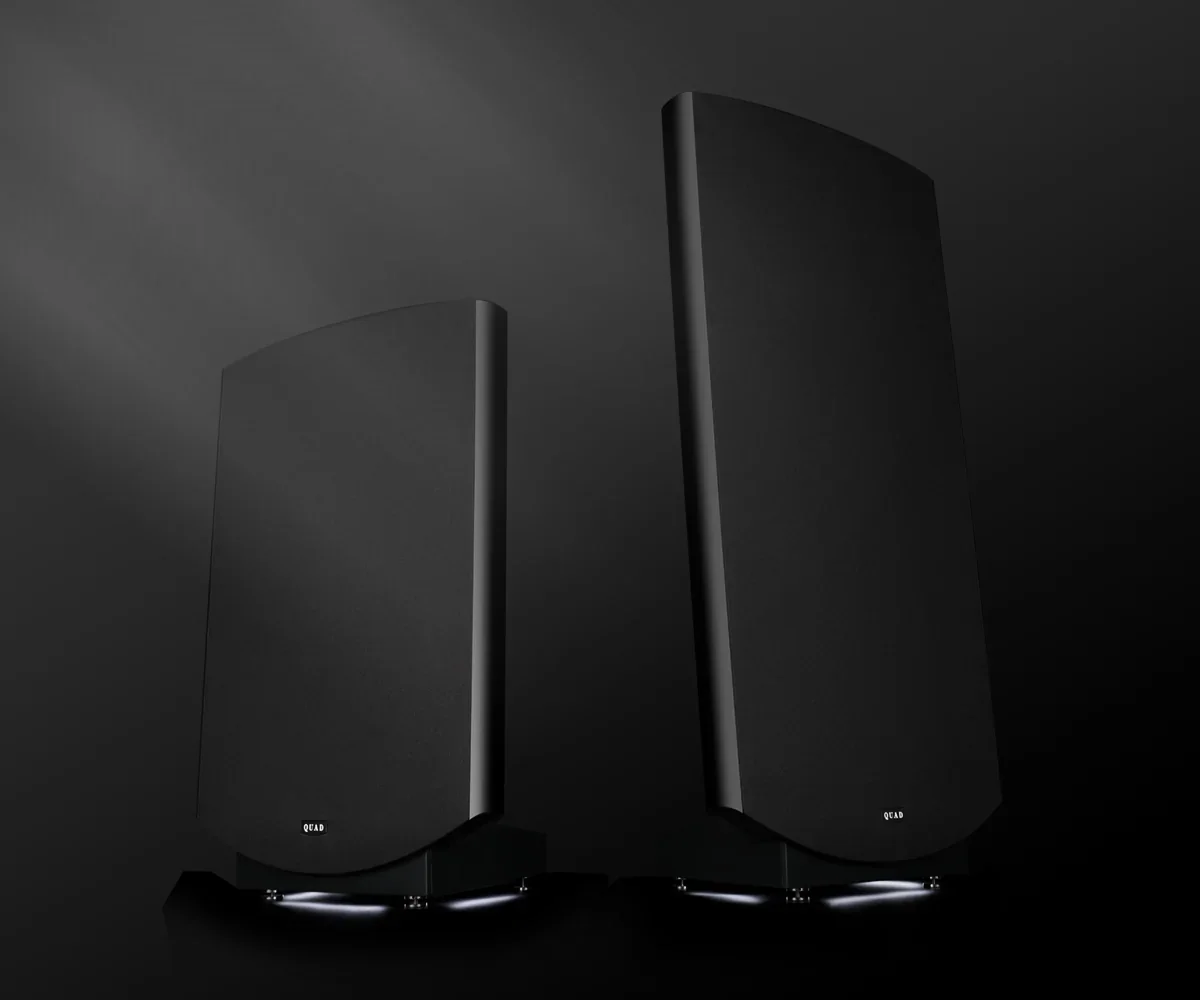 Quad ESL 2812X and ESL 2912X electrostatic loudspeakers side by side