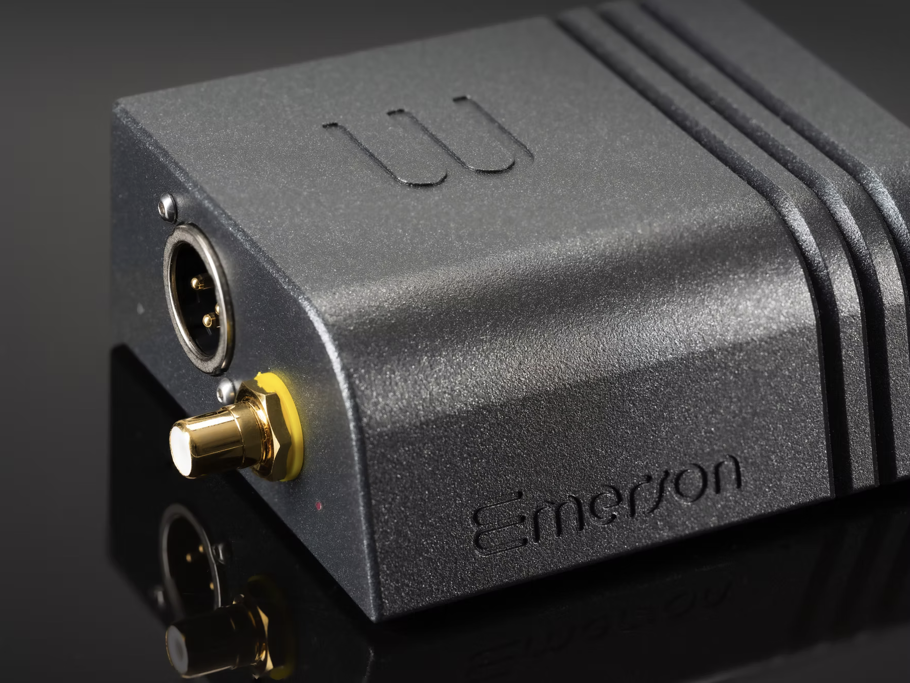 Wattson Emerson DIGITAL network bridge/streamer in 3/4 view showing two digital outputs: one AES/EBU on XLR and one SPDIF on RCA.