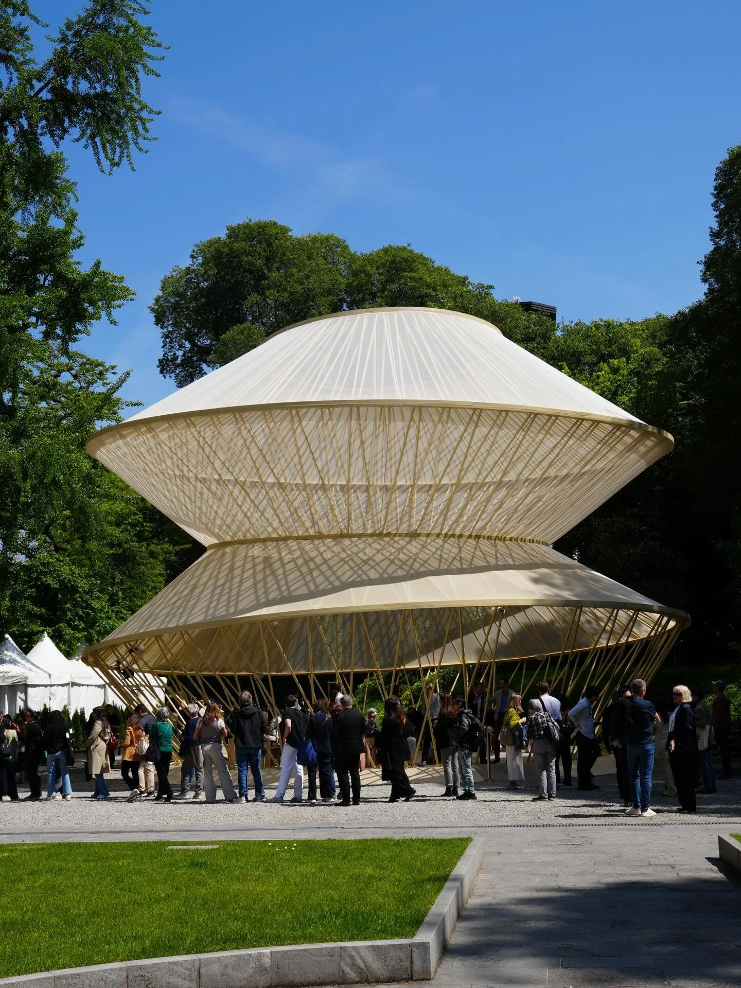 &ldquo;When Apricots Blossom&rdquo; by the Uzbekistan Art and Culture Development Foundation, on display in the garden at Palazzo Citterio in Milan during Milan Design Week 2026. One of my favourite projects from Design Week. #milandesignweek #salone