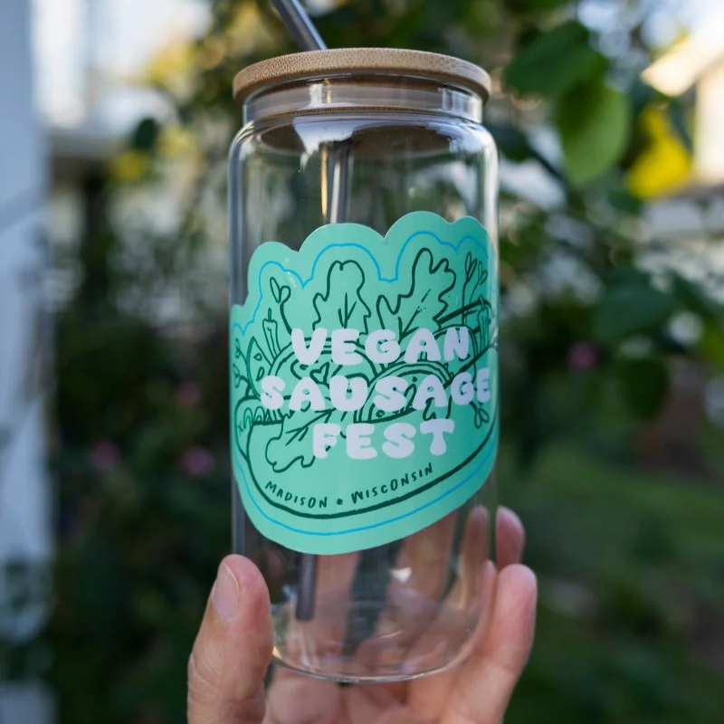 Vegan Sausage Fest Glass Cup