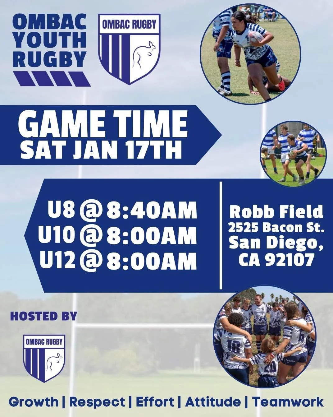 Our first home game of the season for our U8's, 10's and 12's, while our U14's head to Poway. Good luck Wallabies!
#rollbeach #ombacrugby