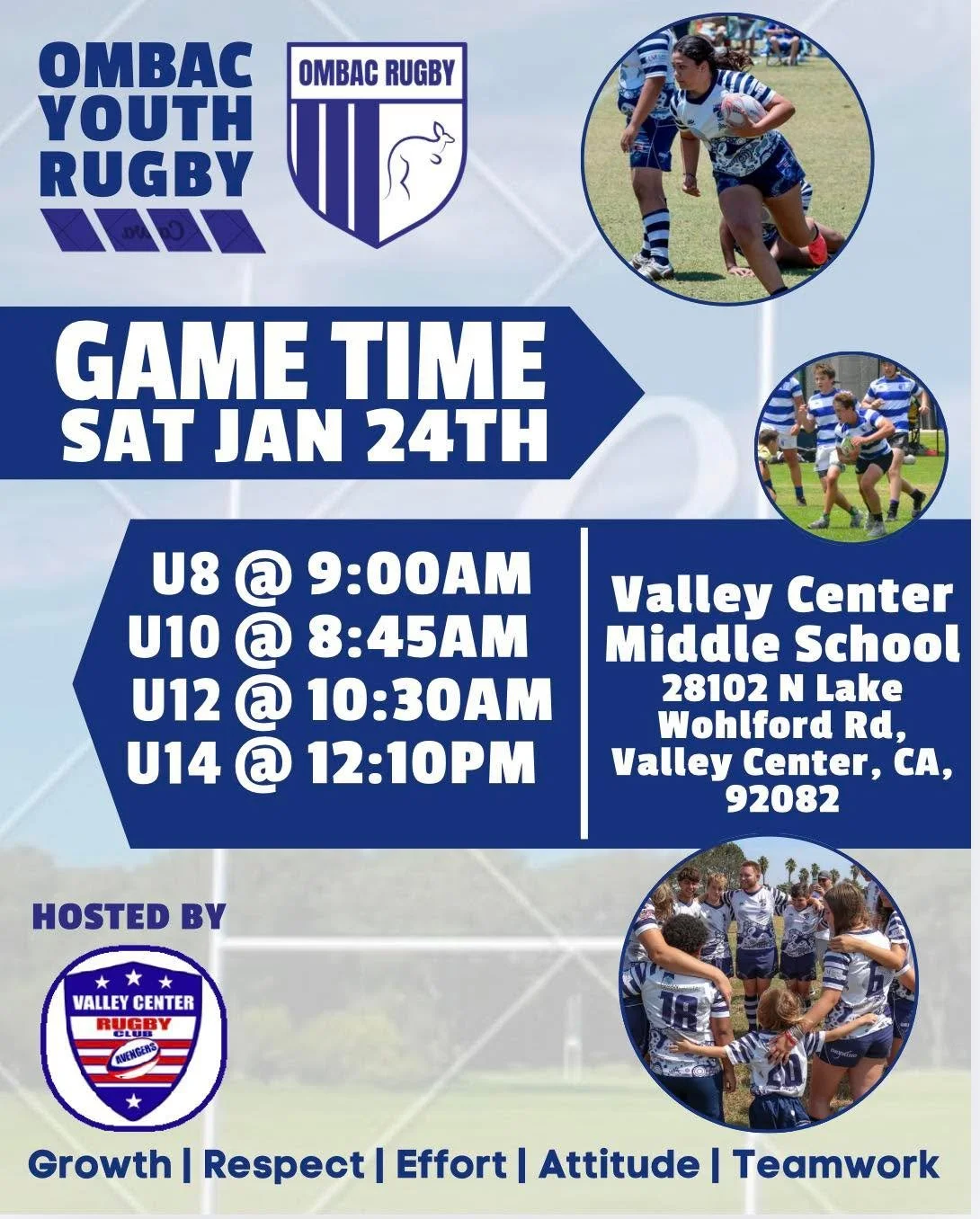 Third game of the season this Saturday - hosted by Valley Center. Good luck Wallabies!

#ombacrugby