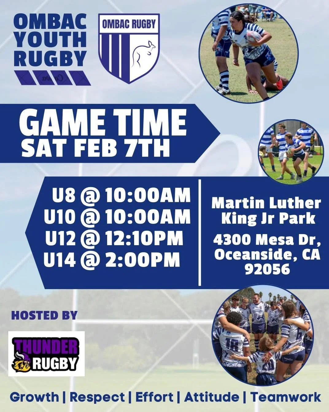 Week 5 of Rugby hosted by Thunder Rugby Club.  Go Wallabies! #ombacrugby