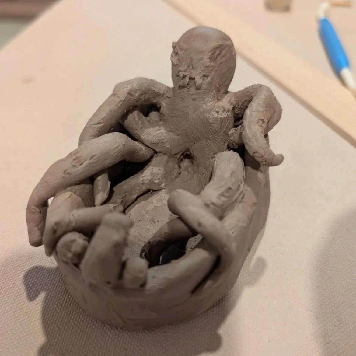 Ceramic octopus crafted by a child