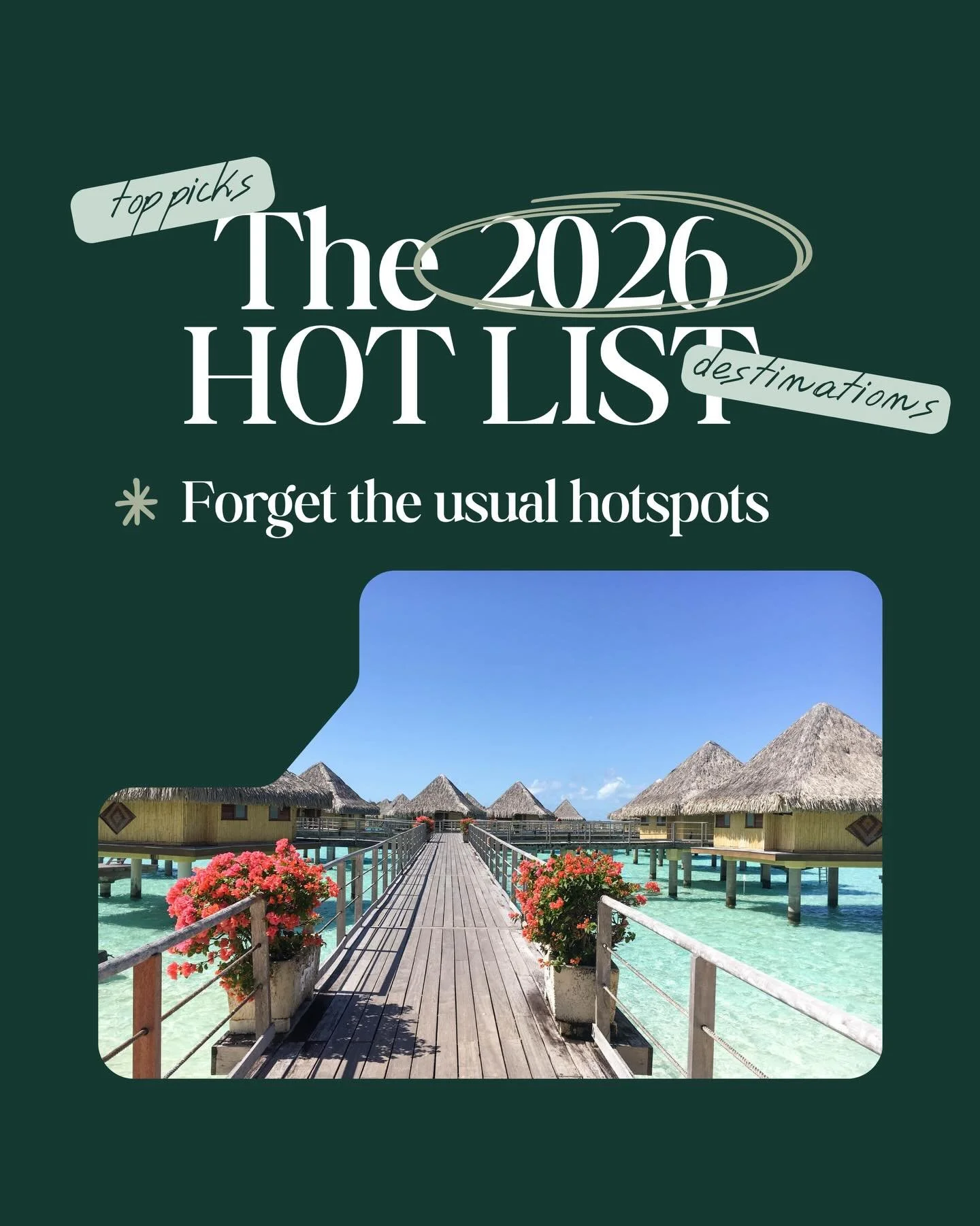 Introducing the 2026 Hot List.
A curated edit of places shaped by calm, design, culture and quiet luxury.

Travel differently this year🛫💛