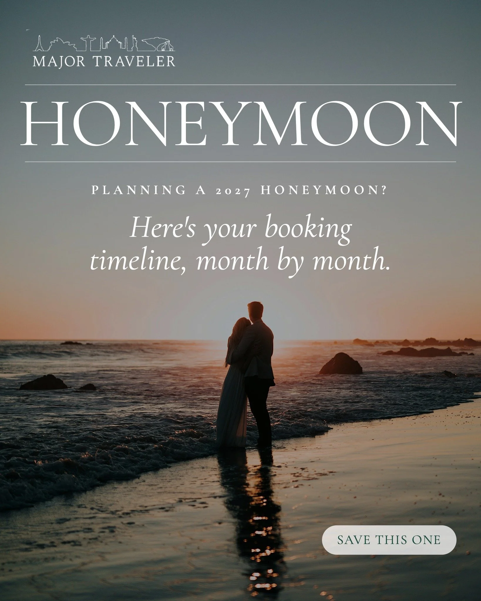 Planning a 2027 honeymoon? Here's your booking timeline, month by month:

&rarr; 12 months out: lock destination + hero hotel
&rarr; 10 months: flights and internal routing
&rarr; 8 months: experiences, guides, dinners worth booking
&rarr; 3 months: 