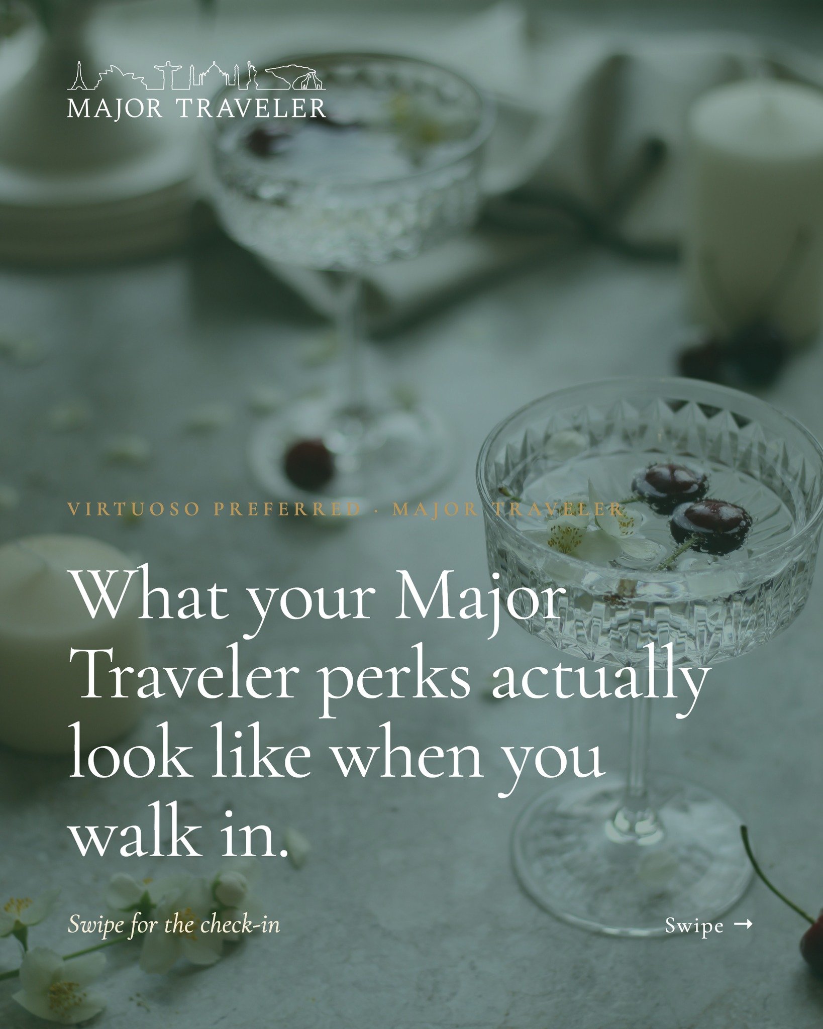 A welcome amenity in your room, picked from the preferences you gave us. Maybe it's the Aperol Spritz you love.

A handwritten note from the concierge, addressed to "Mr. and Mrs." because we told them it's your honeymoon.

An upgrade to the