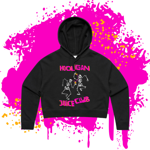 Black Skelly Crop Hoodie