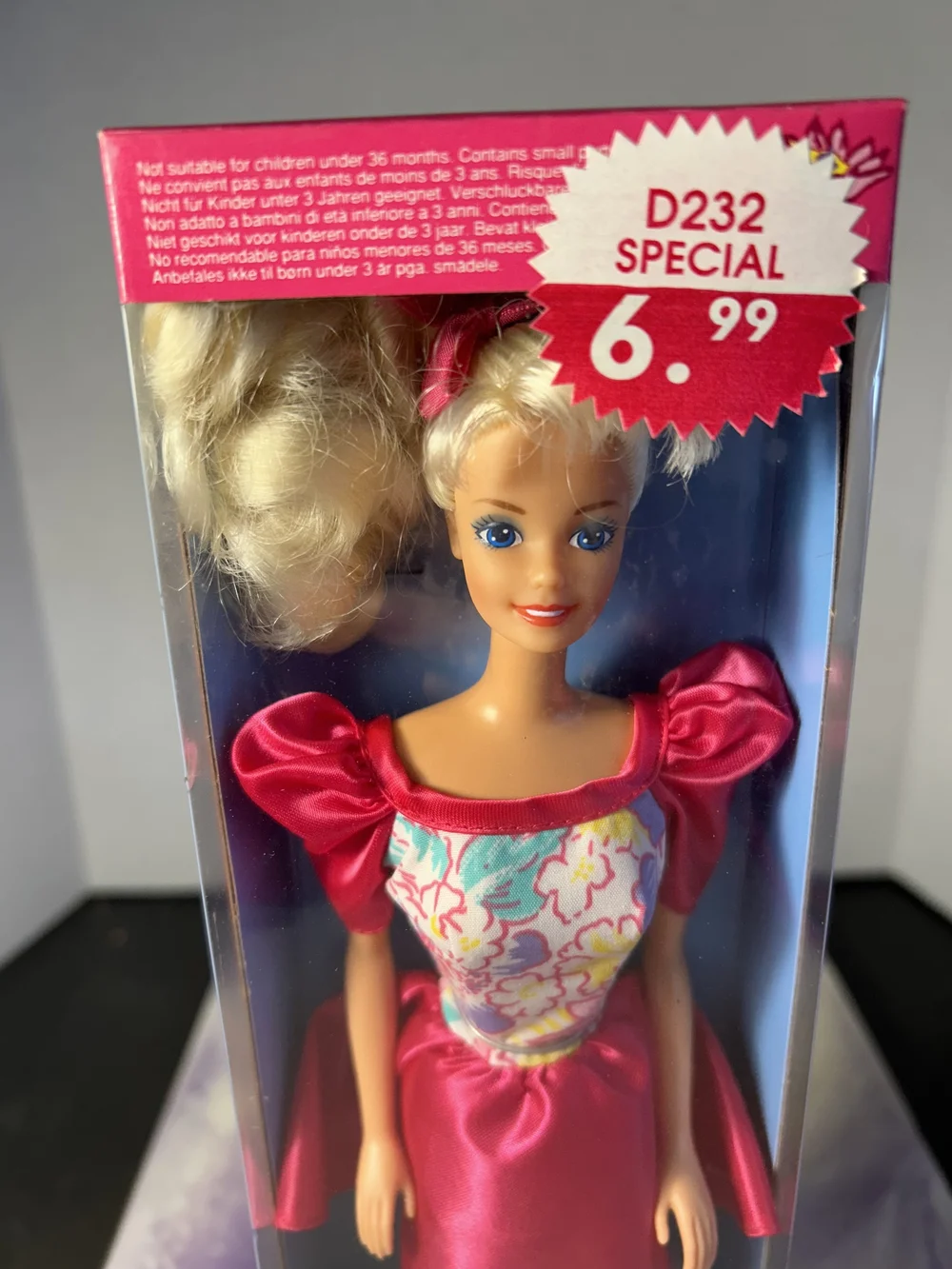 FASHION PLAY PINK DRESS BARBIE DOLL 1991 FOREIGN MARKET EX. MATTEL