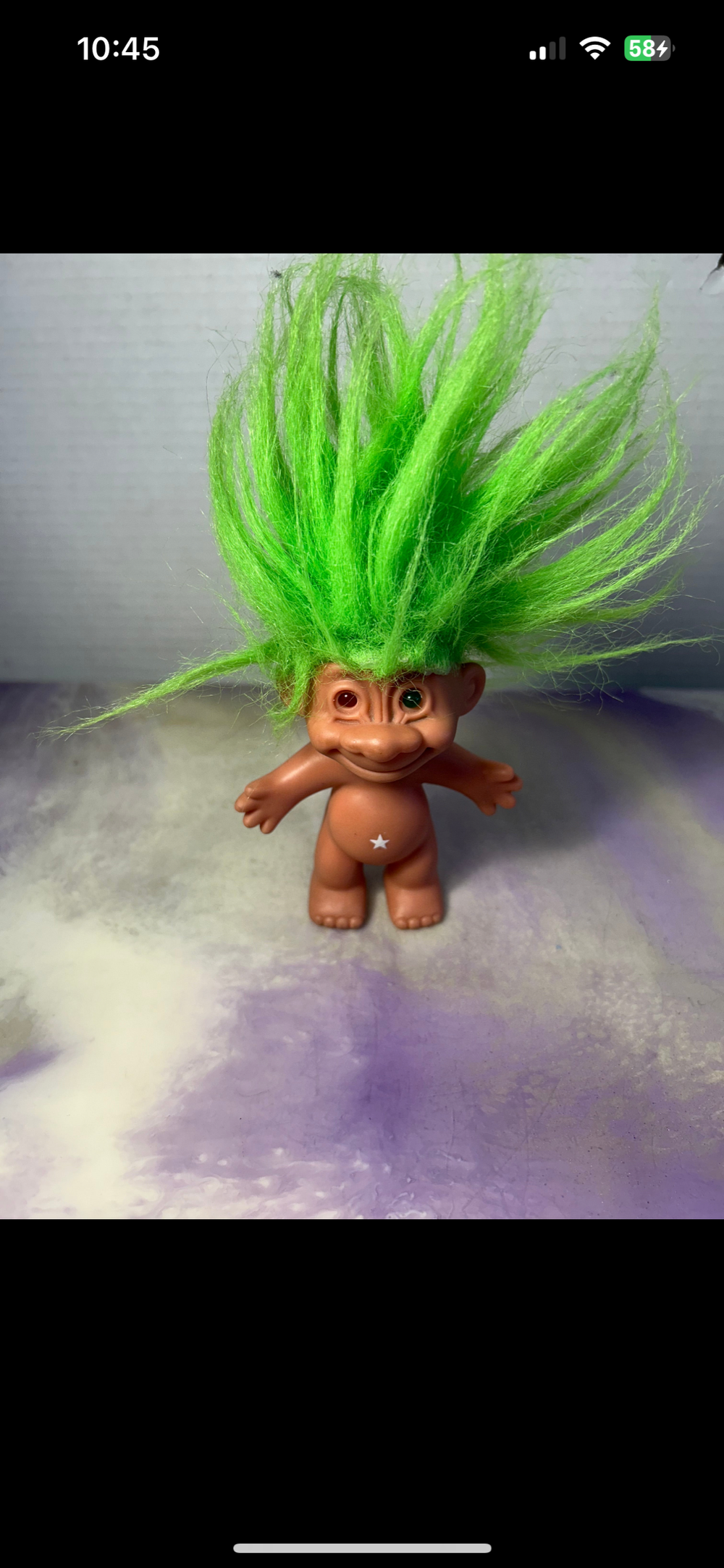 トリッカル コミー フィギュア Green Haired Troll - Russ Troll Doll - Green Hair - Rare Vintage