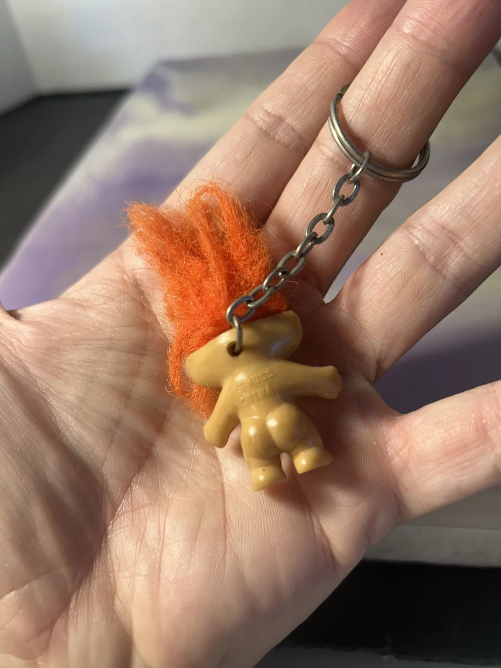 Russ Troll Doll Keychain - Orange Hair Troll Doll - 90s Nostalgia