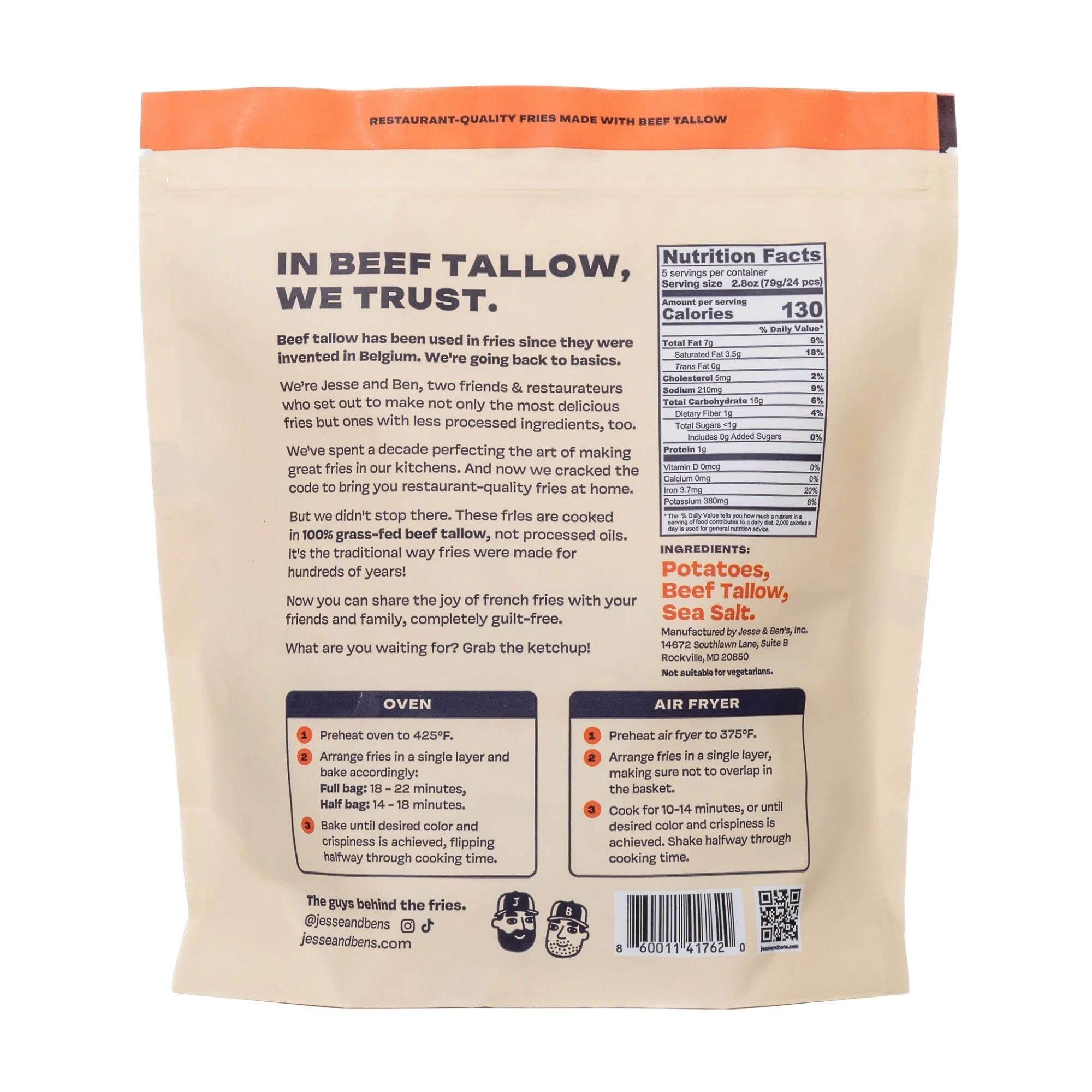 Simple Ingredient Beef Tallow Fries
