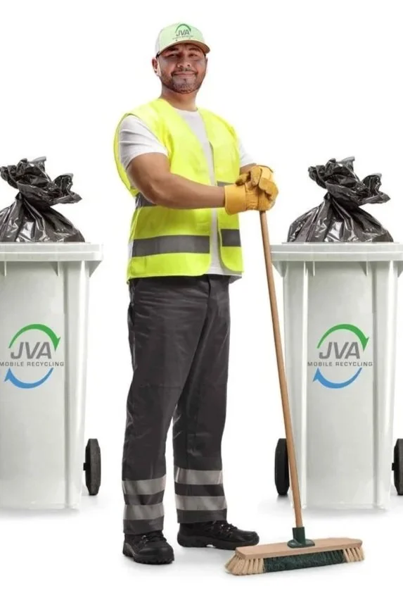 JVA Mobile Recycling crew loading appliances and mixed metal scrap from a residential yard in Temecula, offering on-site pickup, hauling, and property cleanup for homeowners and businesses in the Inland Empire.